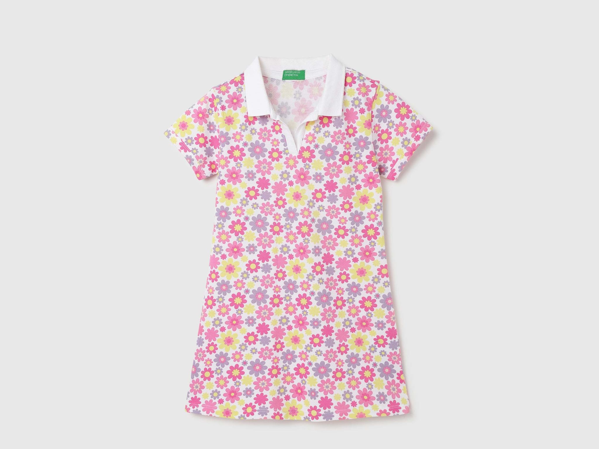 United Colors of Benetton Polo Neck Printed A-Line Knee Length Dress 0-Year (Multi-Color)
