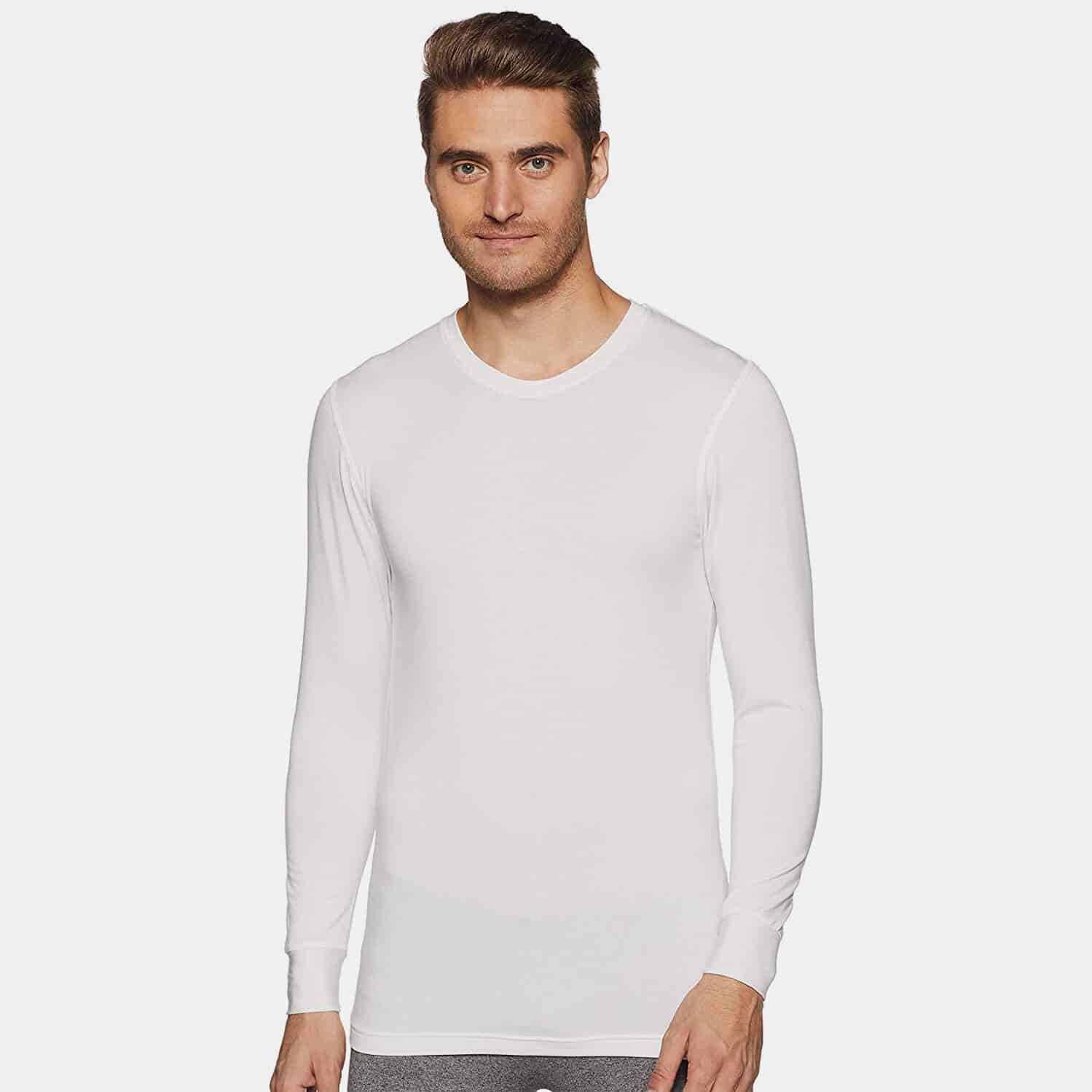 VAN HEUSEN Men'S Ivory Plain Ultra Soft Thermal Top