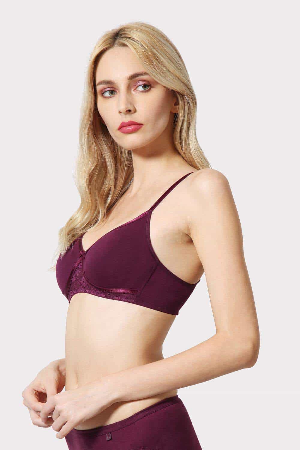 VAN HEUSEN ILIBRACSSWW3011006 Cotton, Easy Set Lycra Non Padded Cross Over Antibacterial Bra (38B, Pickled Beet)