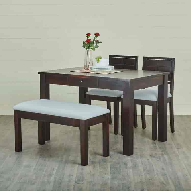 Home Centre Veda Eden Sheesham 4-Seater Dining Table Set with 2 Chairs and 1 Bench