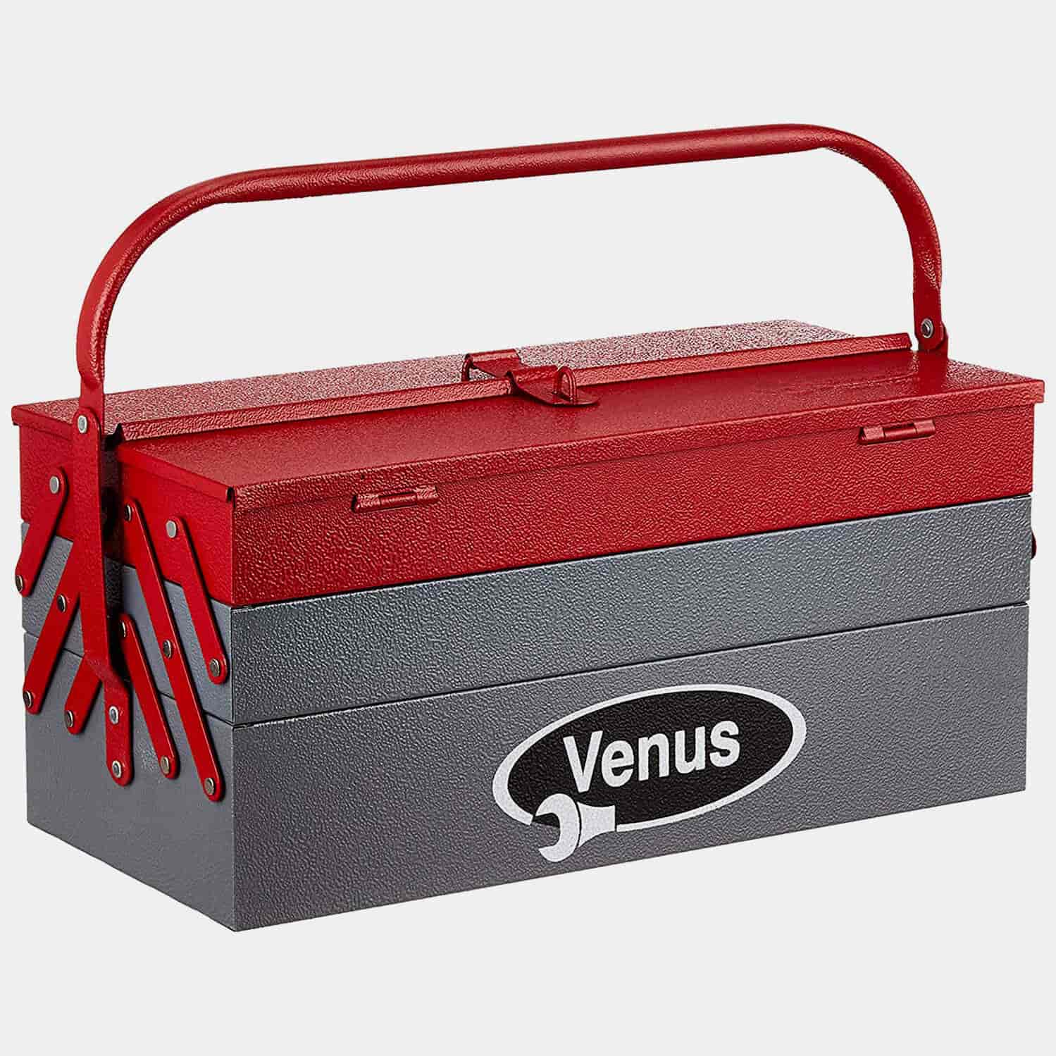 Venus Red VTB Metal Tool Box with 2 Tiers of Tray