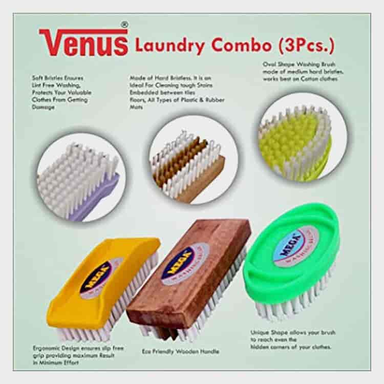 VENUS Washing Brush Laundry Brush (SizeSet Of 3) (Colour-White)