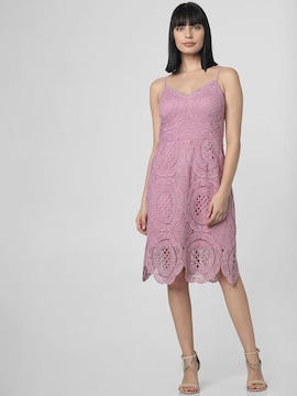 open lace back dress Purple Pleated Maxi Dress