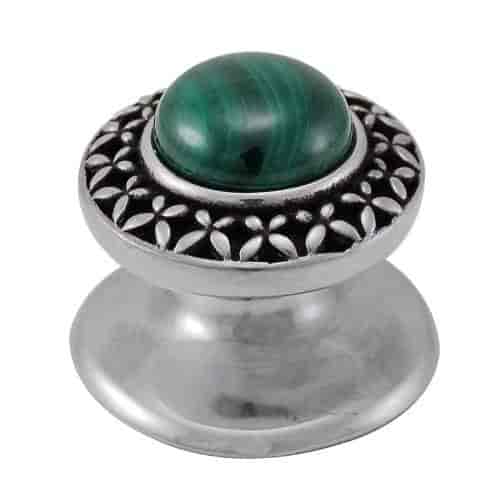 Vicenza Designs K1150 Gioiello Round Stone Insert Style 4 Knob Small Antique Silver Mother of Pearl