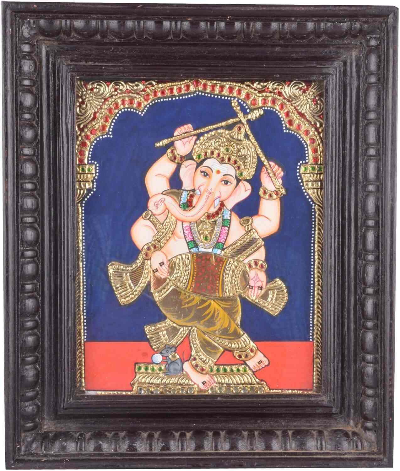 Buy Visritha Arts Dancing Ganesha Tanjore Painting 13 X 11 X 6 Cm