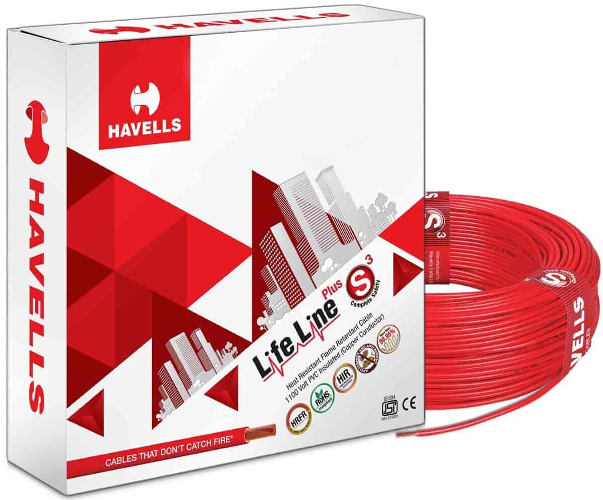 HAVELLS Life Line Plus S3 Heat Resistant Flame Retardant Cable (90 Mtr Red, WHFFDNRA16X0)