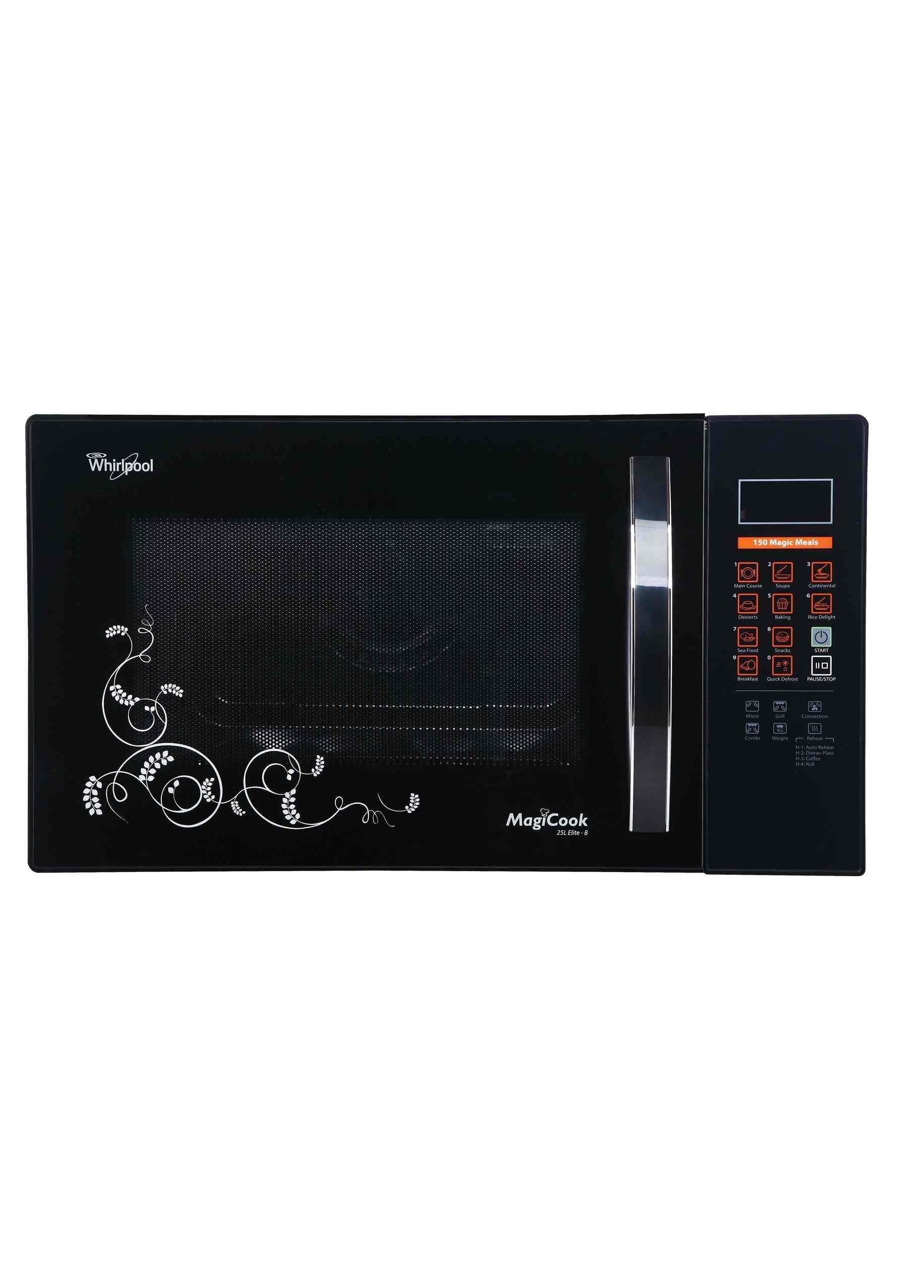 Whirlpool Magicook Elite B Convection 25 Litres Microwave Oven Whirlpool Magicook Elite B Convection 25 Litres Microwave Oven Black With Signature Fl Pattern