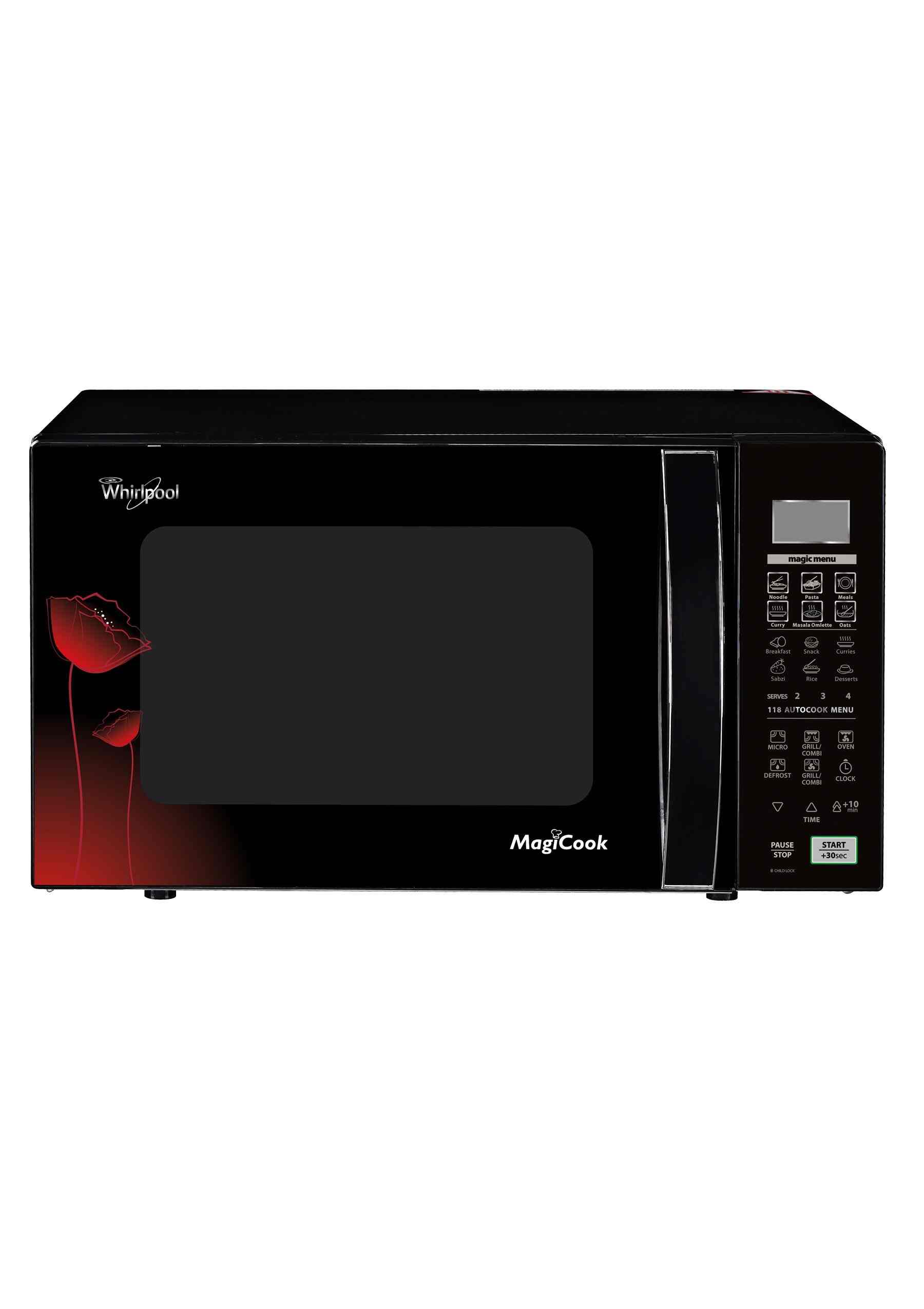 Whirlpool Magicook Elite Exotica Convection 20 Litres Microwave Whirlpool Magicook Elite Exotica Convection 20 Litres Microwave Oven Black With Red Fl Pattern