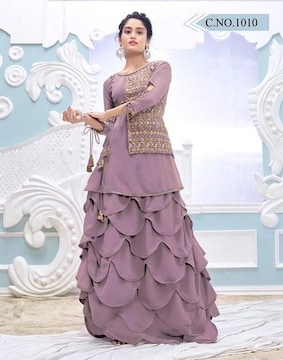 strapless open back dress Perfect Partywear Gown with Dupatta – Full Sleeves main image 0