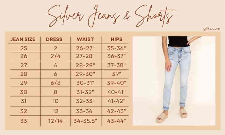Discount silver jeans size chart New Arrivals