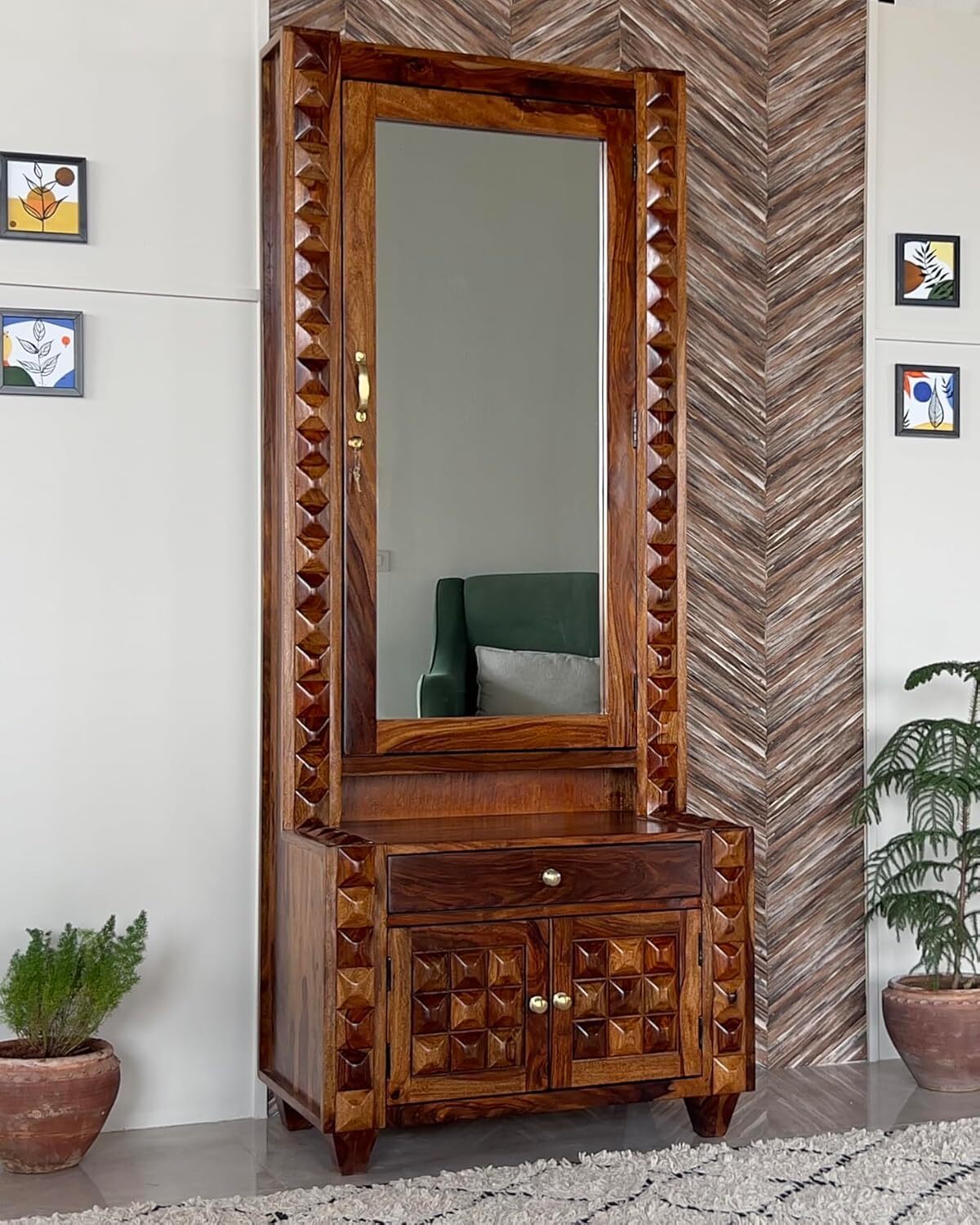 dressing glass design Newly Designed Smart Mirror Dressing Table With Drawers And Storage Ca