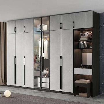 indian wardrobe design with dressing table PA Bedroom Mirror Designs Dressing Table Aluminum Frame Glass Sliding Door  System Wardrobe Closet