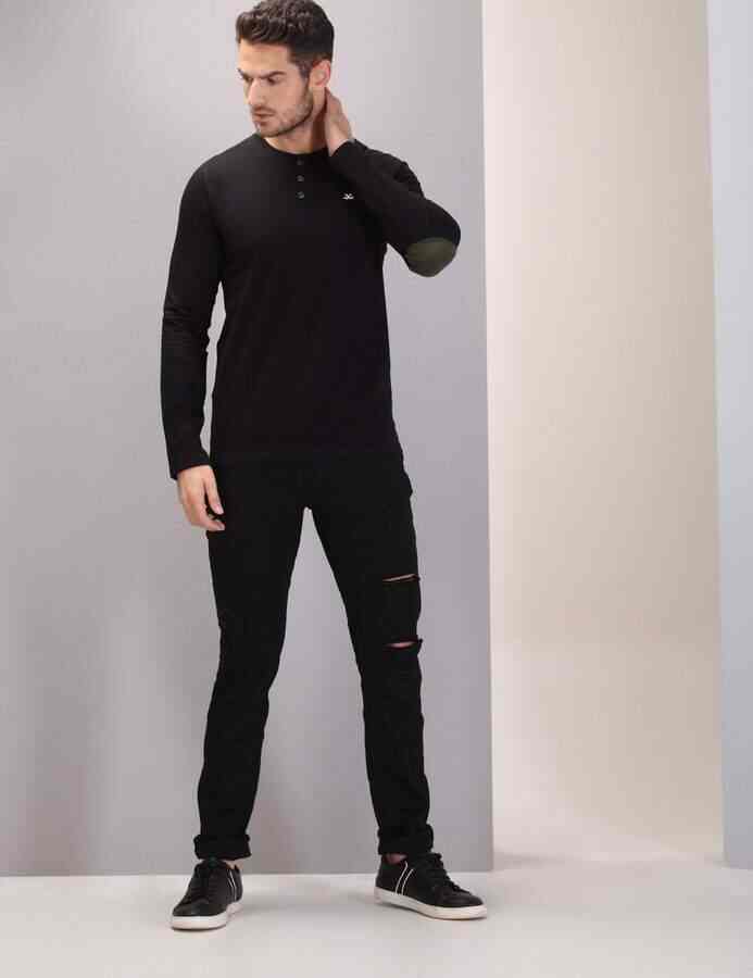Wrogn Black Full Sleeves Tee in Erode 