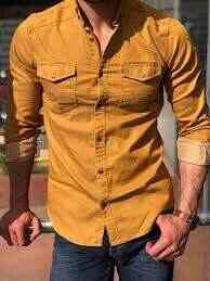 Men Slim Fit Mustard Yellow Shirts - Get Best Price from Manufacturers \u0026  Suppliers in India
