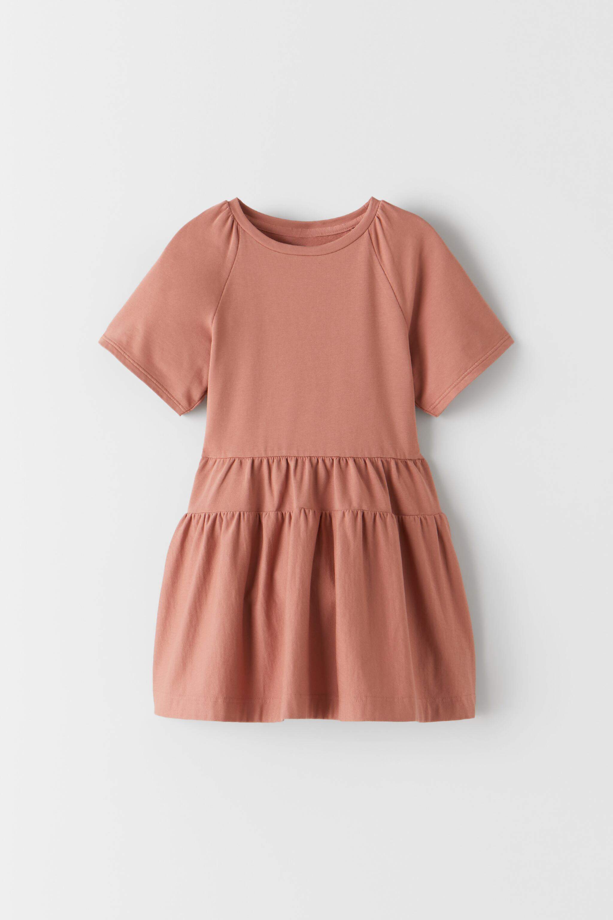 zara dusty pink dress ZW COLLECTION PLEATED POPLIN DRESS - Pink