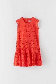 zara embroidered dress red Marilyn Halter Skater fit n flare Dress in Pink & Black Polka Dot Holo XLarge