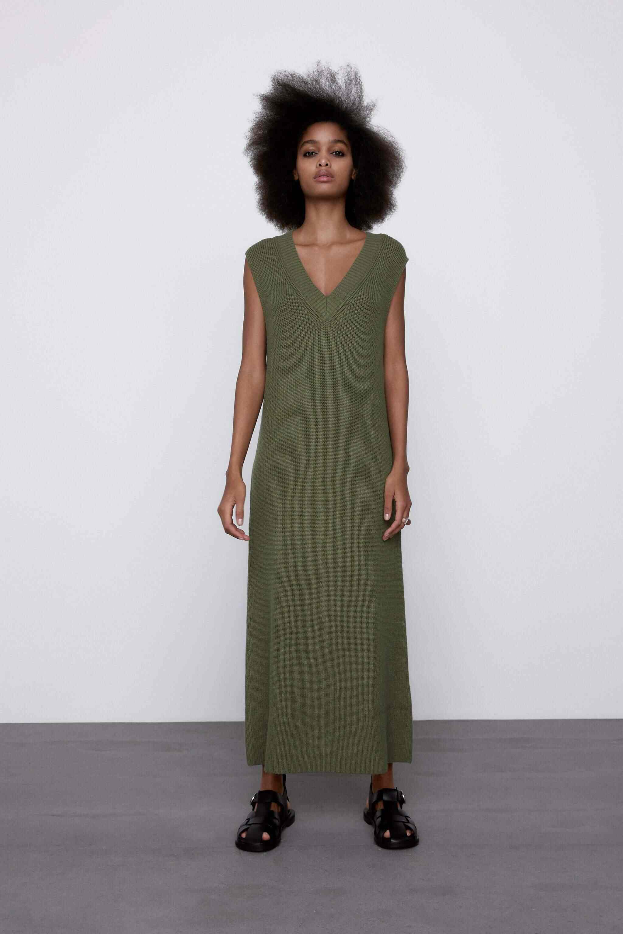 Zara belted hot sale knit dress