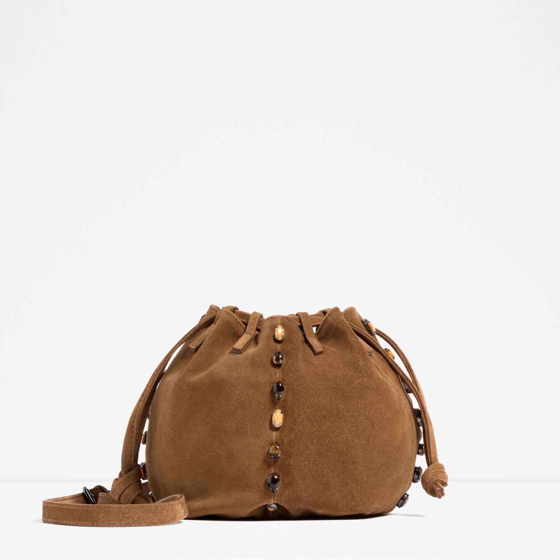 Zara Beaded Leather Bucket Bag 4005 104