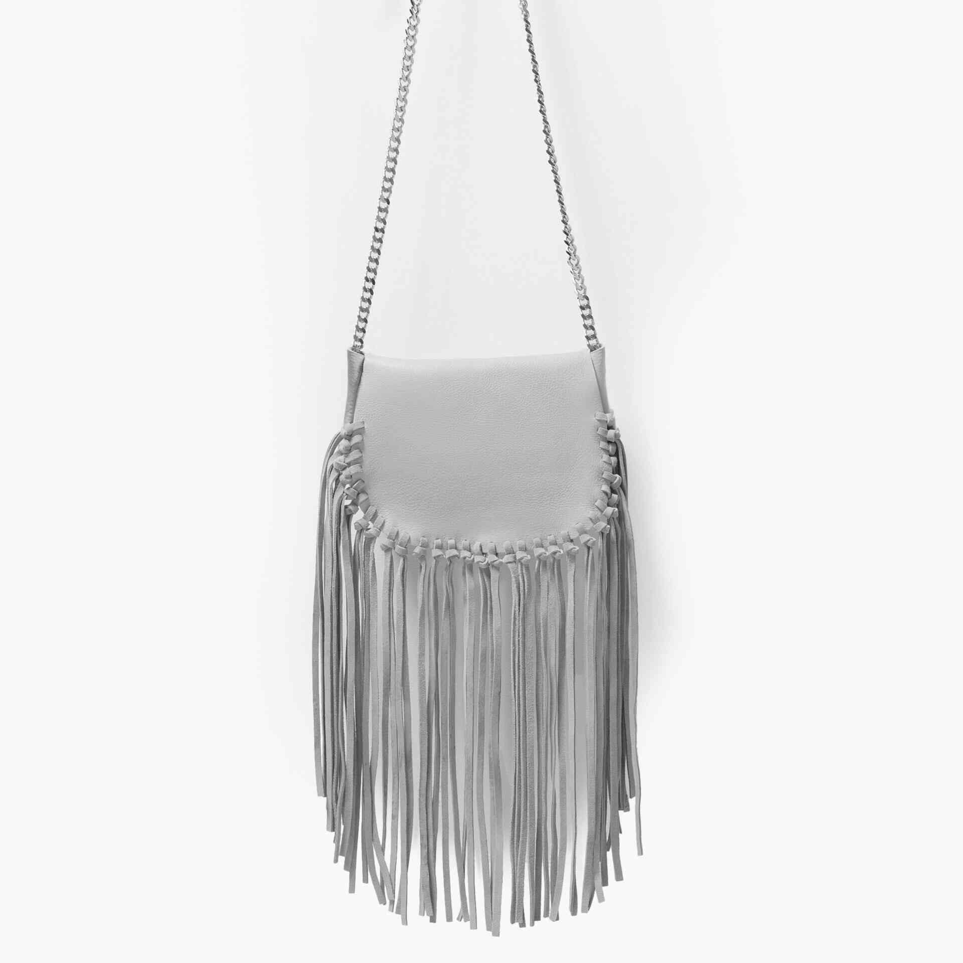 grey fringe bag