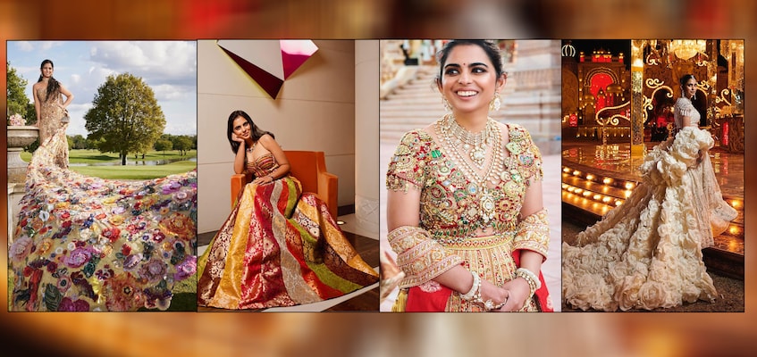 who designed isha ambani wedding dress Isha Ambani's Lehenga At Mumbai Wedding Reception Custom-Made By Italian  Designer Valentino