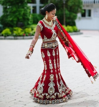 bridal fish cut lehenga pictures