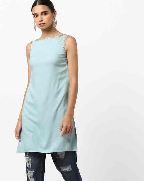 Buy Saucy Belle Women Rayon Sleeveless Round Neck Long Kurti and Pant Set  (Mint) Online at Best Prices in India - JioMart.
