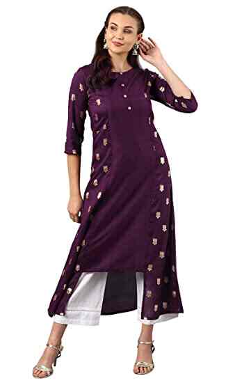 Bangalore Silk Kurti Fabric for Women  Blue Colour with Pink Base Colour    Daman Print Golden Foil Unstitched Fabric for Kurti  Width 44 Pana    1 meter 