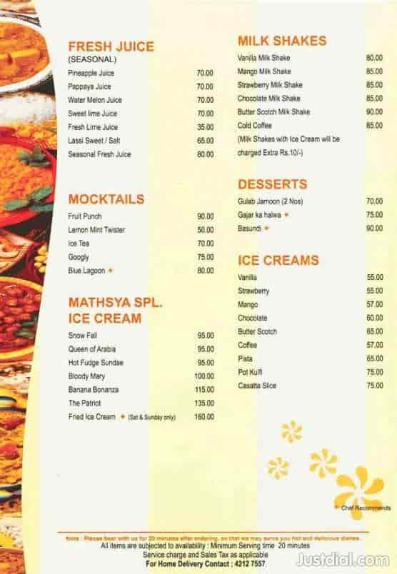 Mathsya Restaurant in T Nagar,Chennai - Order Food Online - Pure Veg ...