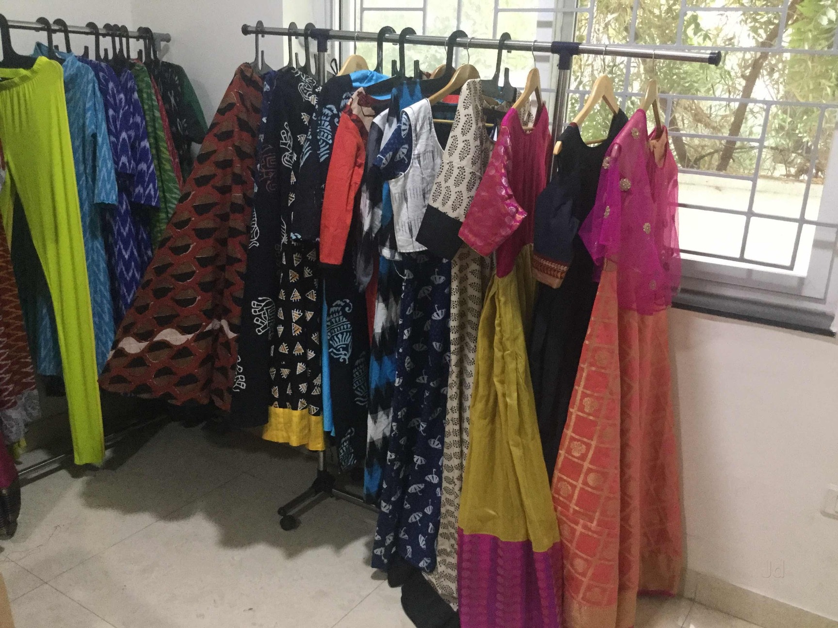 chinese dress ladies Indigo Block Print Crepe Midi Dress with Tiered Hem | Premium Salwars main image 1