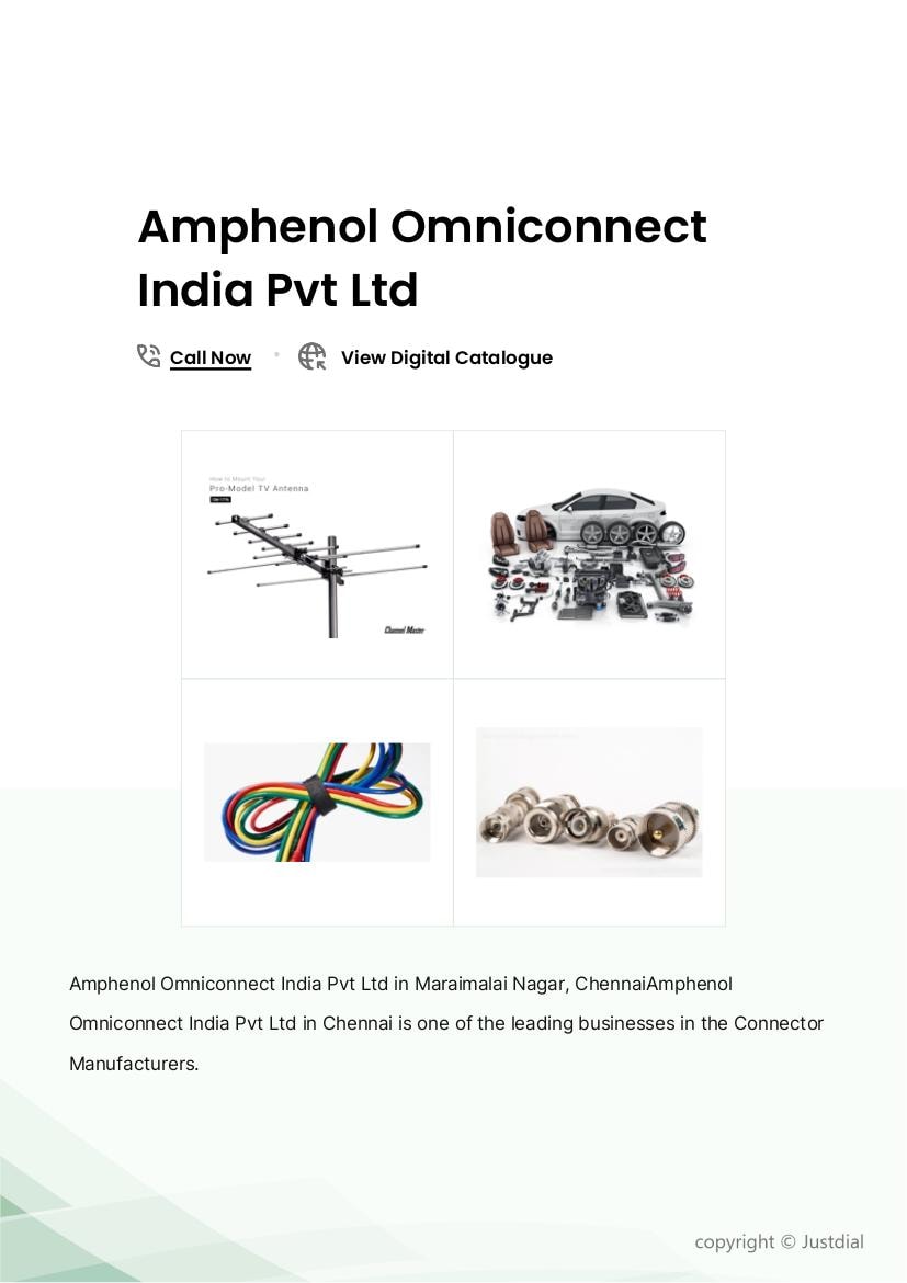 Amphenol Omniconnect India Pvt Ltd in Maraimalai Nagar, Chennai - Best ...