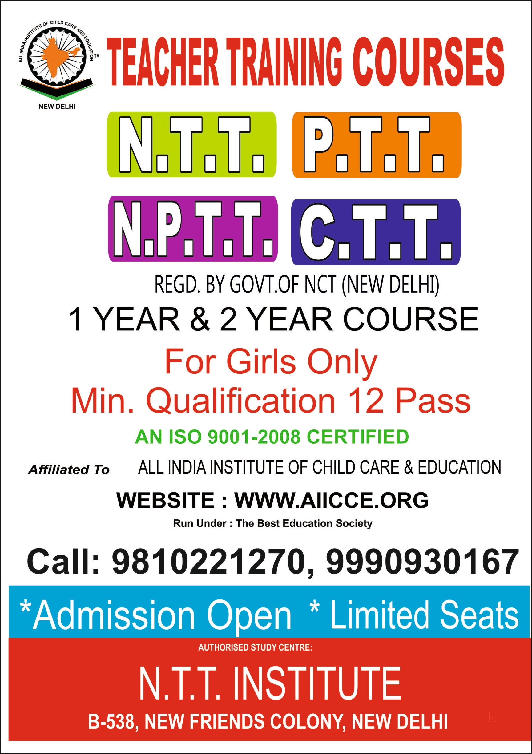 NTT Institute Nfc in New Friends Colony Delhi Best Nursery Teacher Training Institutes near me in Delhi Justdial