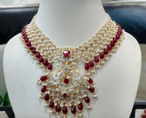 Black beads chain with earring set pearls in pulimamidi jewellers clearance