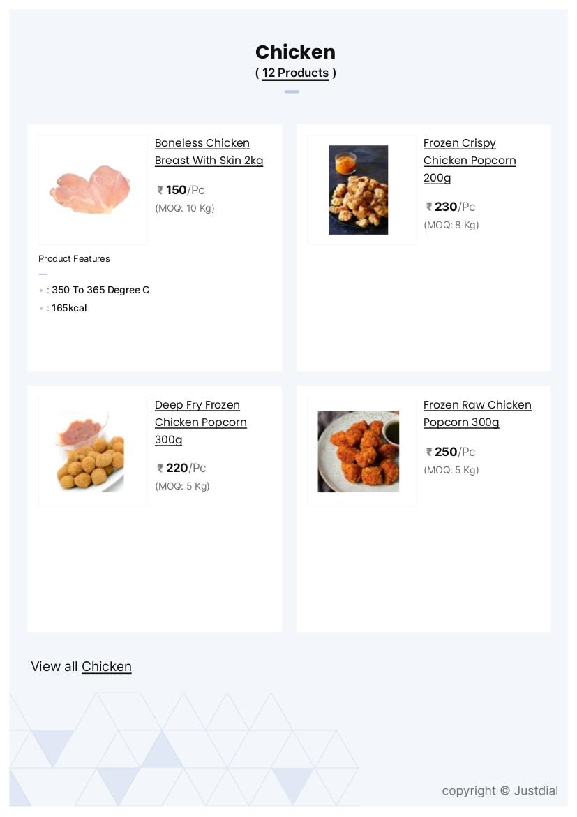 Chicken Popcorn Frozen Nonveg Snacks 300g in Theni at ₹ 520
